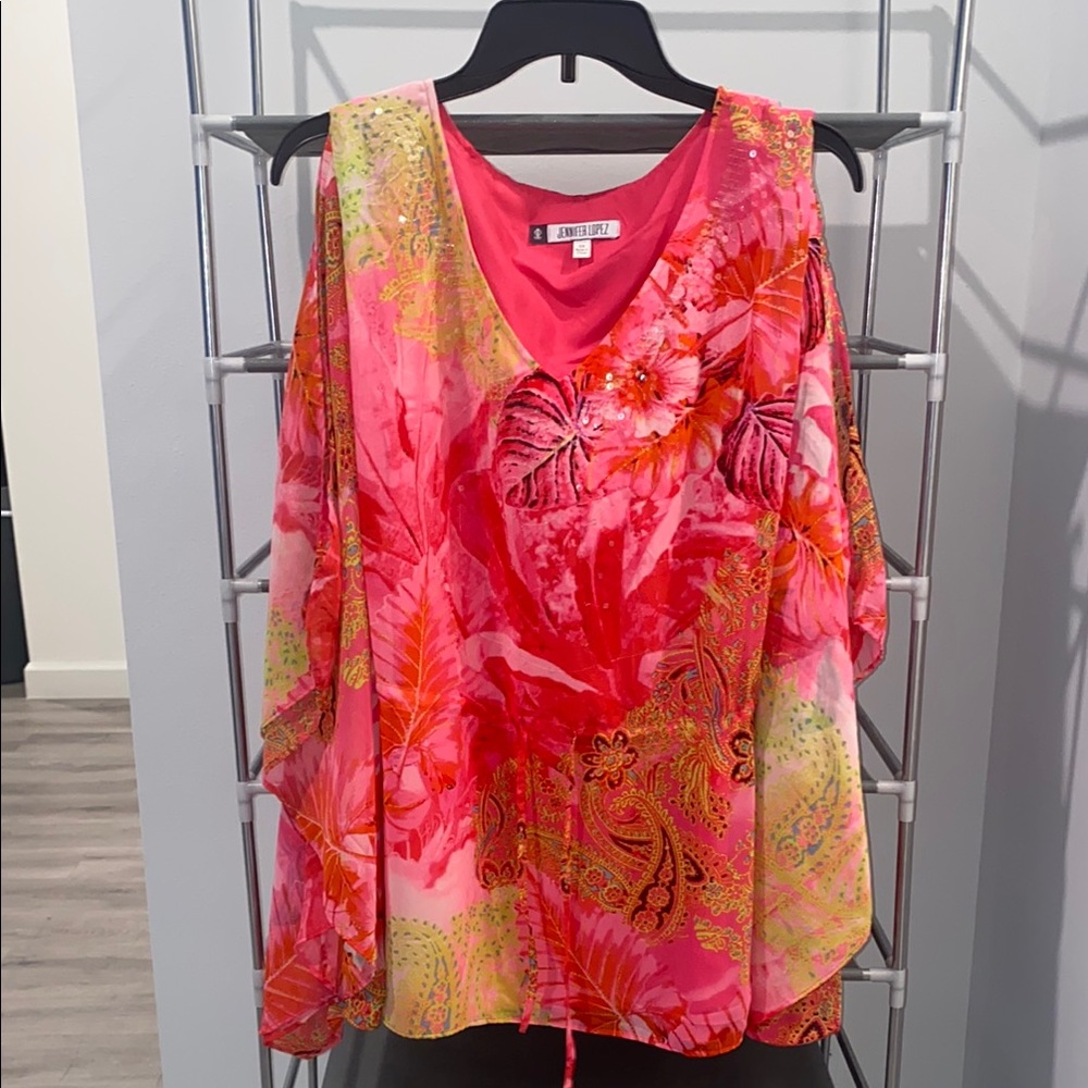 Women's Floral Pink & green top